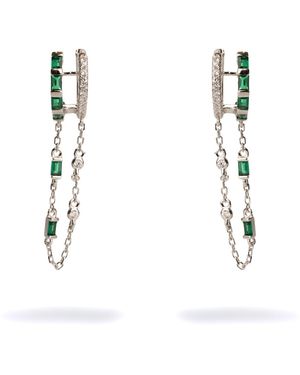 Ebru Jewelry Sterling & Emerald Fashion Style Earrings - White