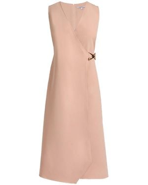 Santorelli Ursa Sleeveless Faux Wrap Dress With Metal Buckle - Pink