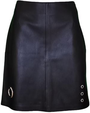 Lalipop Design Vegan Leather Mini Skirt With Eyelets - Blue