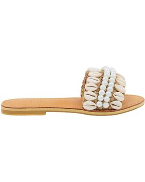 OhSun Neutrals Nikki Raffia & Shell Slides - Metallic
