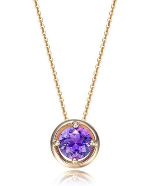 Fanci Me Natural Round Amethyst February Birthstone Necklace - Metallic