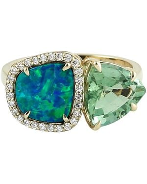 Artisan Opal, Tourmaline & Diamond Statement Ring - Green