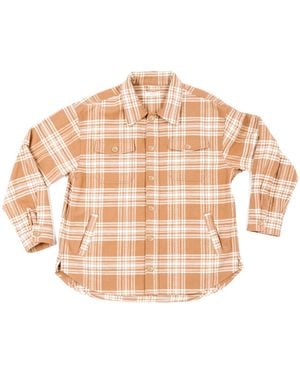 Ariko Neutrals/ Plaid Bucky Split Hem Shirt Jacket - Pink