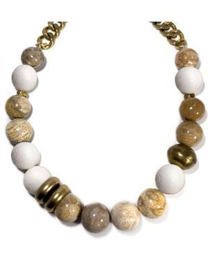 Rachel Nathan Neutrals Sponge & Fossil Coral Necklace - Metallic