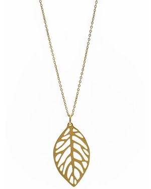 Silver & Elegant Co. Filigree Leaf Pendant Necklace - Metallic