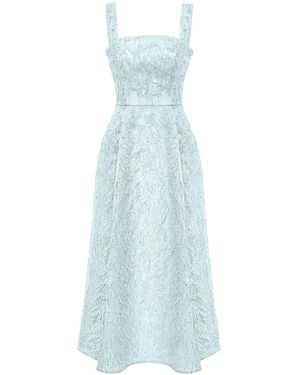 POST MERIDIEM Light- Pleated Corset Midi Dress - Blue