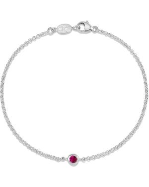 Dower & Hall Single Ruby Dewdrop Chain Bracelet - Metallic