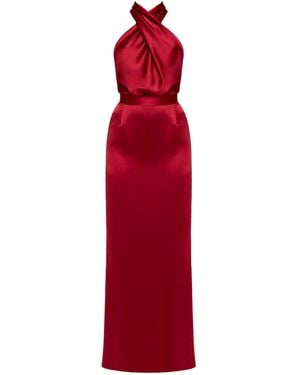 UNDRESS Aliur Long Open Back Evening Gown - Red