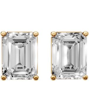 Aya Fine Jewelry 3.76 Ct Emerald Cut Lab Diamond Stud Earrings - White