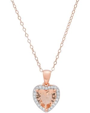 Kylie Harper Heart-Cut Morganite Halo Pendant Necklace - Metallic