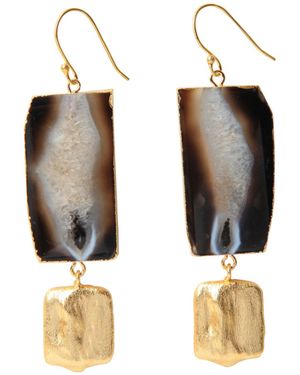 YAA YAA LONDON Hold The Baby Agate Statement Earrings - White