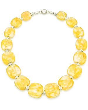 Gold & Honey Beaded Lucite Necklace For Brunch - Yellow