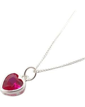 Harfi Mini Heart Ruby July Birthstone Necklace - Pink