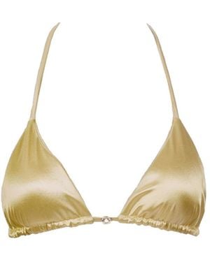 Decolet the label Cara Triangle Satin Bikini Top - Metallic