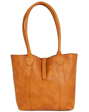 VIDA VIDA Tan Soft Luxury Leather Tote Bag - Orange