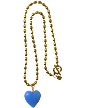 Sccollection Bacio Mini Glass Heart Necklace - Blue