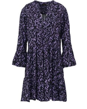 Conquista A Line Dress With Bell Sleeves - Blue
