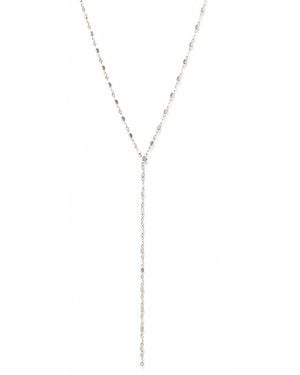 The Pheia Square Drop Lariat Necklace - Metallic