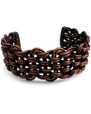 Anatoliacraft Handwoven Copper Wide Cuff Bracelet - Black