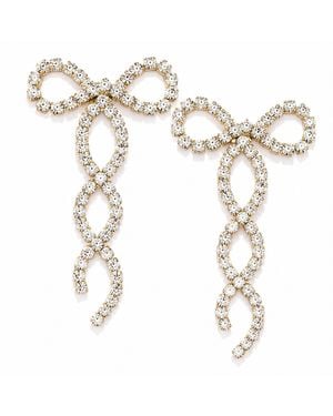The Pink Reef Crystal Ribbon Bow Earring - Metallic