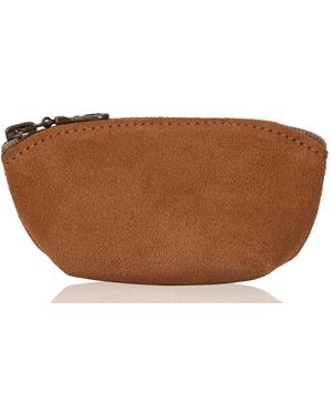 Owen Barry Suede Coin Pouch Ginger - Brown