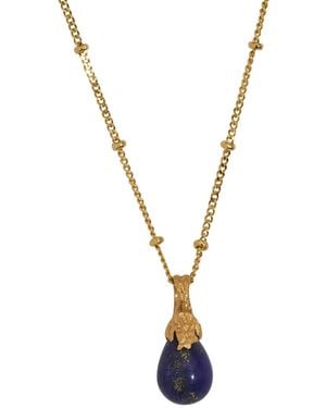 Claire Hill Designs Lapis Lazuli Lichen Pendant Necklace - Metallic