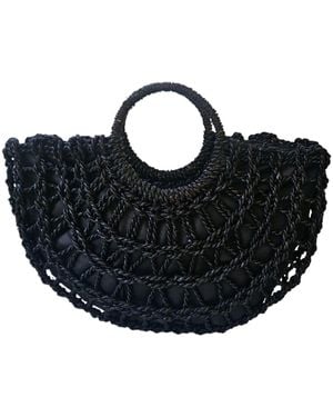 OhSun Inga Straw Beach Tote - Black