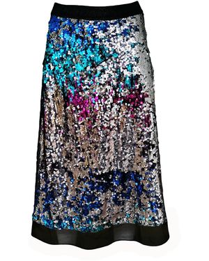 Lalipop Design Double-sided Sequin-embellished A-line Midi Skirt - Blue