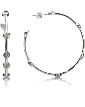 The Jewellery Store London Open Hoop Earrings With Moonstones - Metallic