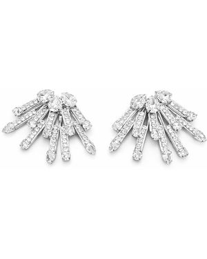 Maison De Gala Tone Crystal Fan Stud Earrings - Metallic
