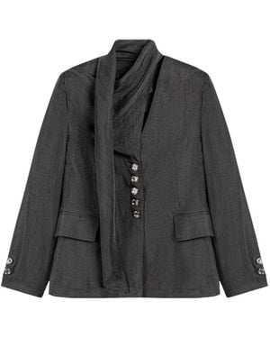 Nocturne Asymmetrical Draped Tailored Jacket - Black