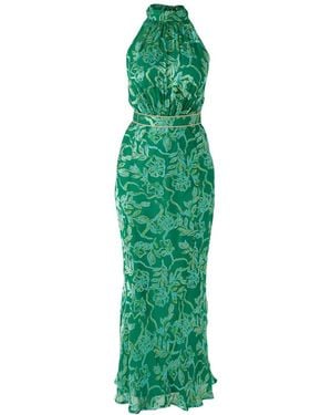 SACHA DRAKE Tessa Halter Bias Dress - Green