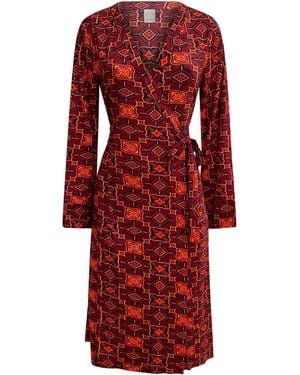 Why Mary Moroccan Sunset Print Wrap Dress - Red