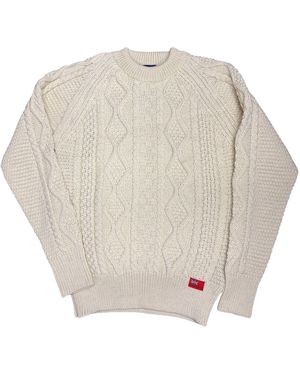 Arthur Beale Aran Woollen Jumper - Natural