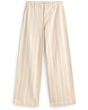 Thinking Mu Serena Striped Straight Trousers - White