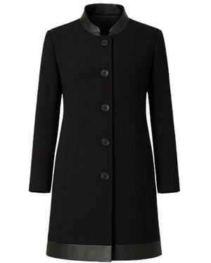 Conquista Coat With Pleather Detail - Black