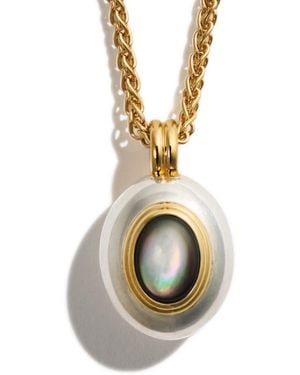Stone Fruit Core Pendant Necklace - Metallic