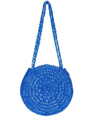 Tillie Beads Round Beach Bead Bag - Blue