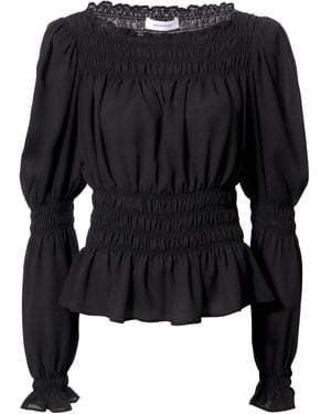 AGGI by HALEWSKI Molly Sheer Puff Sleeve Top - Black