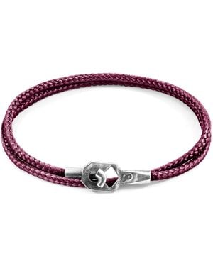 Anchor and Crew Aubergine Tenby & Rope Bracelet - Red