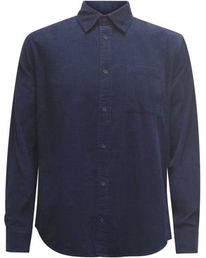 Vustra Habor Coastal Corduroy Button-Down Shirt - Blue