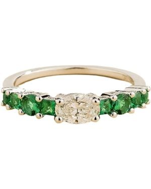 Juvetti Petra Ring Set With Diamond & Emerald - Green