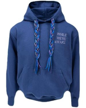 While We're Awake Braid On Braid Dark Hoodie - Blue