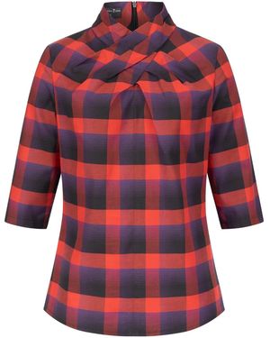 Marianna Déri Plaid Pleated Neck Shirt - Red