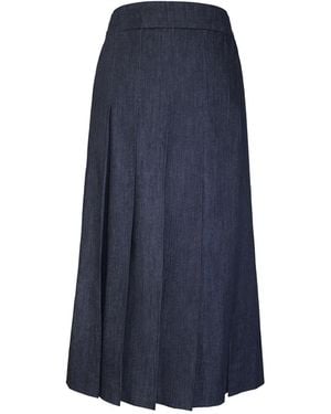 AOIFE Knife Pleated Denim Skirt - Blue