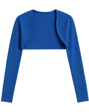 Conquista Lightweight Long-Sleeve Bolero Shrug - Blue