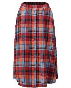 Smart and Joy Check Trapeze Skirt - Red