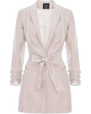 AVENUE No.29 Neutrals Single Breasted Linen Blazer With - Pink