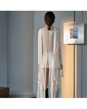 Lorena Saravia Josefa Silk Long Blouse - White