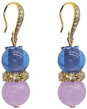 Farra Amethyst With Berry Dangle Earrings - Blue